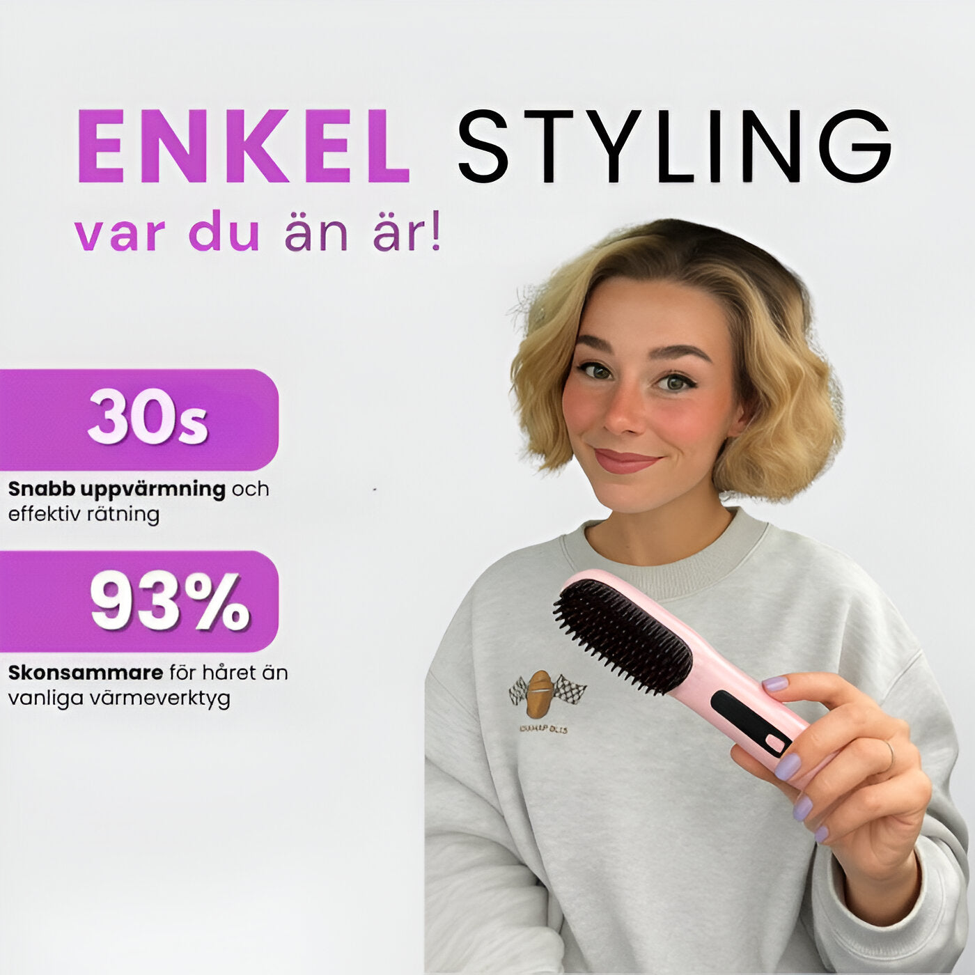 ZIVA Trådlös Stylingborste 3-i-1 | Locka, Torka & Platta